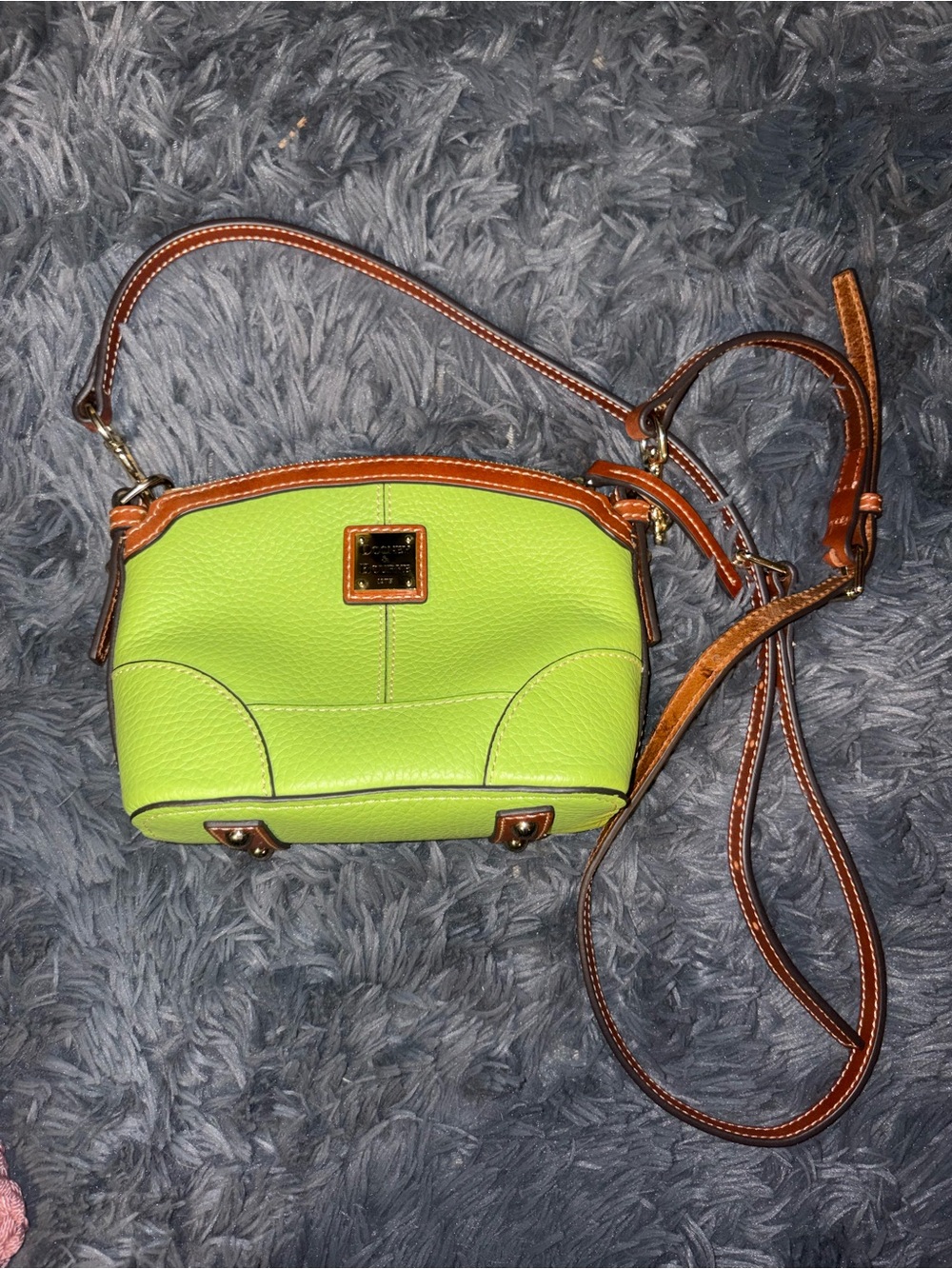 Dooney & Bourke Lime Green Crossbody with Brown Trim